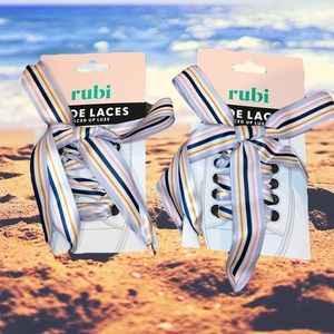 Blue Striped Shoe Laces